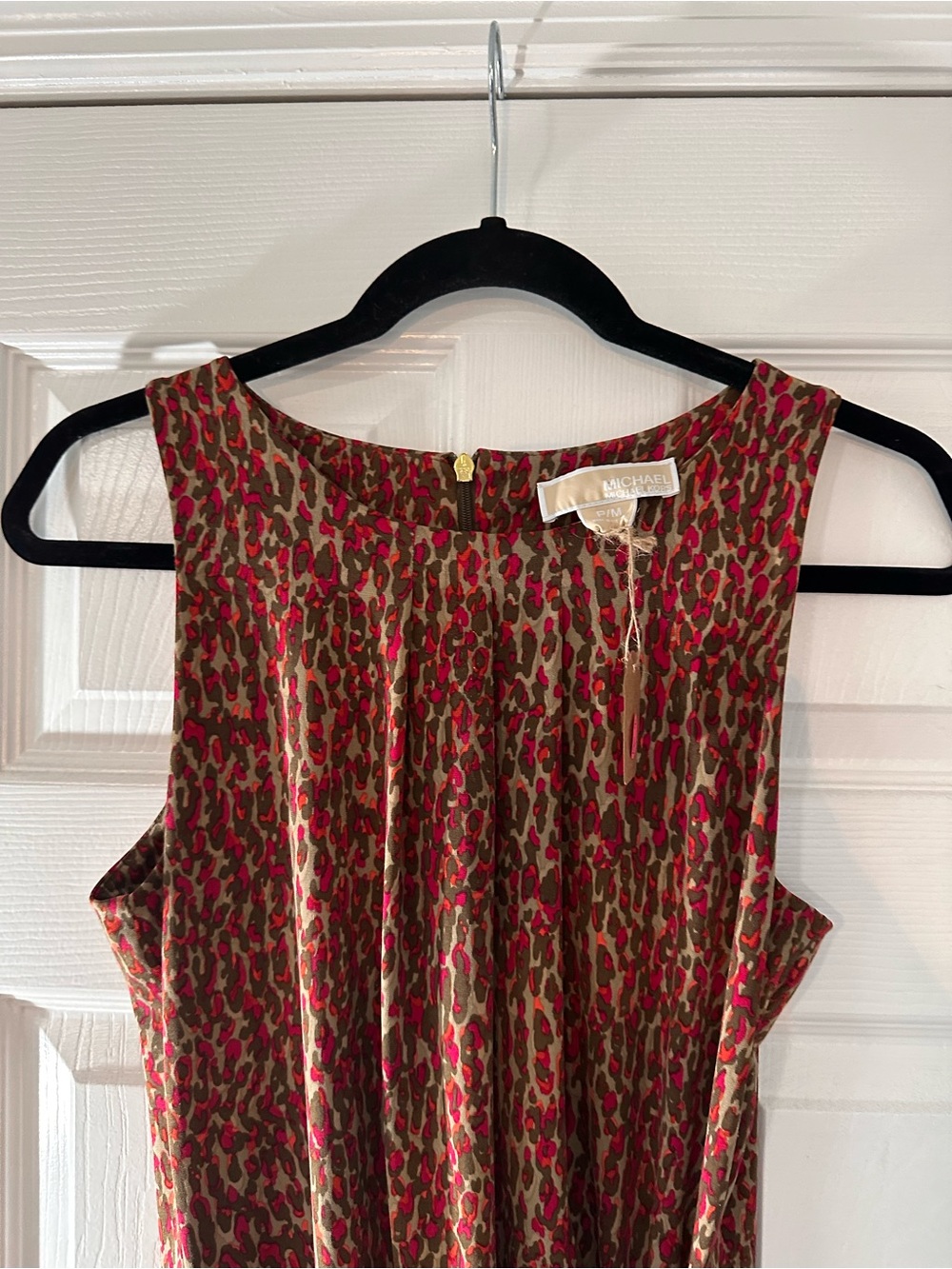 Michael Kors Olive and Pink Leopard Print Sleeveless Camisole